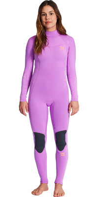 2024 Billabong Womens Synergy 3/2mm Flatlock Back Zip Wetsuit ABJW100140 - Bright Orchid